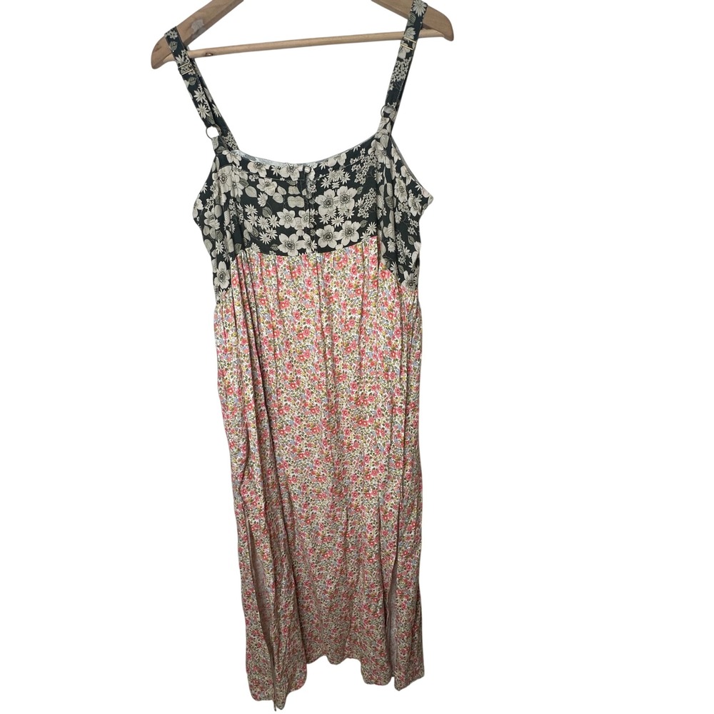 Natural Life Maxi Dress XL Floral Black Pink Boho Artsy Cottagecore Lightweight - Picture 4 of 12